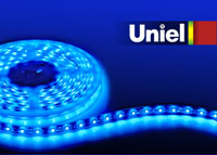 Светодиодная лента Uniel (04856) 5M синий 24W ULS-3528-60LED/m-8mm-IP65-DC12V-4,8W/m-5M-BLUE